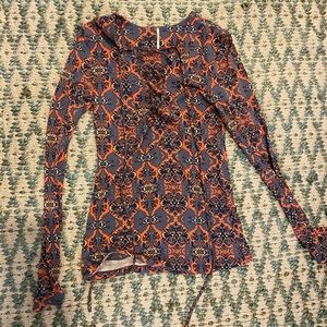 Free People lace up long sleeve boho festival top